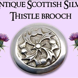 Antique Scottish Thistle Solid Sterling  Silver Brooch