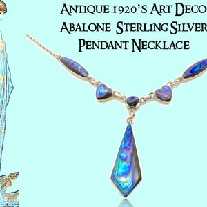 Antique 1920’s Art Deco Abalone & Sterling Silver Necklace