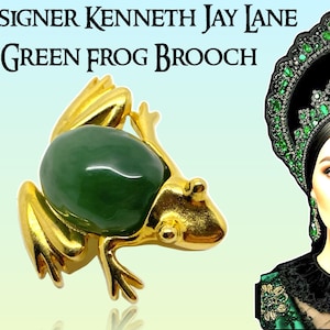 Broche de rana de piedra verde de Kenneth Jay Lane, hallazgo poco común