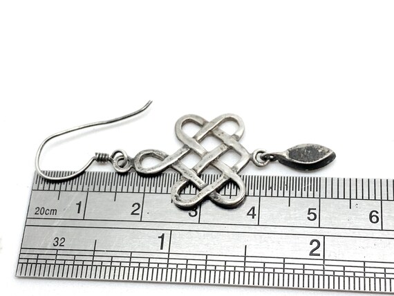 Unusual Celtic Loop Green Agate Drop Dangle Silve… - image 9