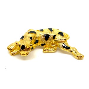 Vintage Leopard Black Enamel Pin Brosche unsigniert