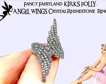 Fairyland  Kirks Folly ANGEL WINGS Crystal Rhinestone Ring