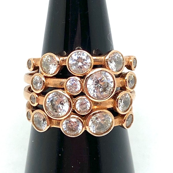 Gorgeous Diamonique Ring in Rose Gold on 925 Silver - Boxed