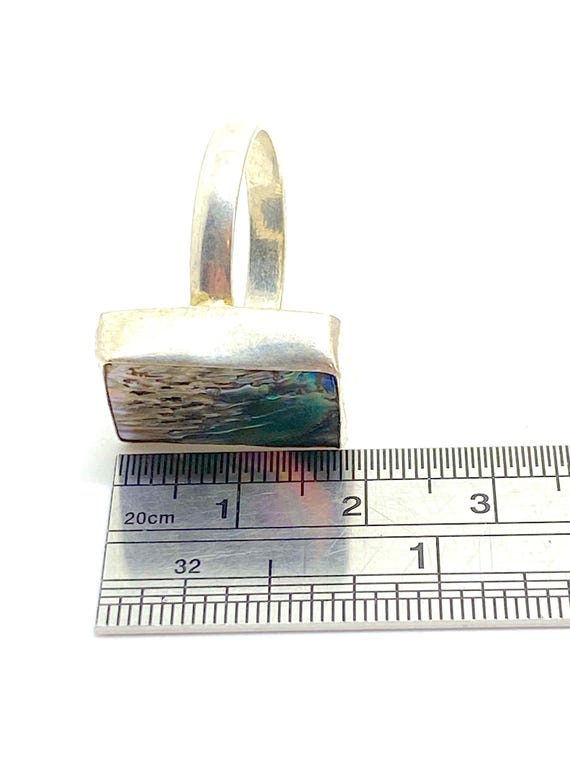 Large Rectangular Abalone 925 Sterling Silver Rin… - image 9