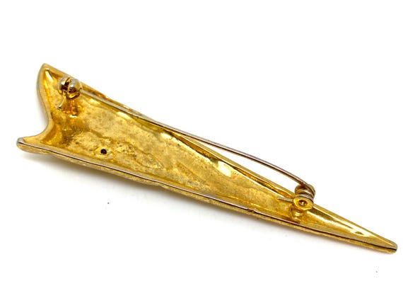 Unique Modernist Brushed Gold Triangular Brooch M… - image 8