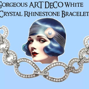 Vintage Art Deco White Crystal Rhinestone Bracelet