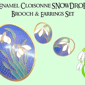 Vintage Fish & Crown SNOWDROPs  Set in Lilac Enamel Flower Brooch