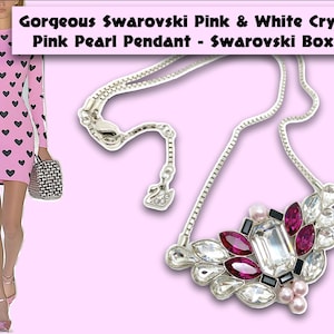 Ciondolo Swarovski rosa e bianco in cristallo rosa perla - Swarovski Boxed