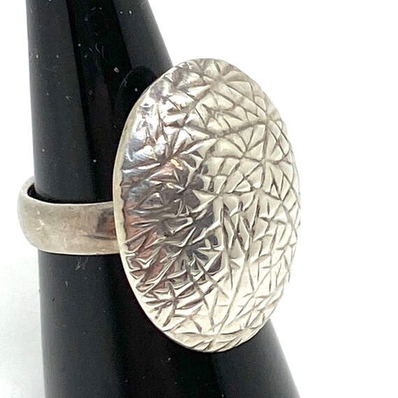 Modernist Statement Sterling Silver Vintage Ring Gem