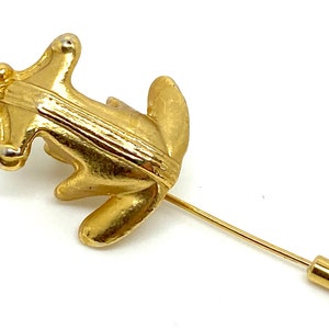 Vintage Museum Brooch Pin Frog Brushed Gold Mayan Exhibition