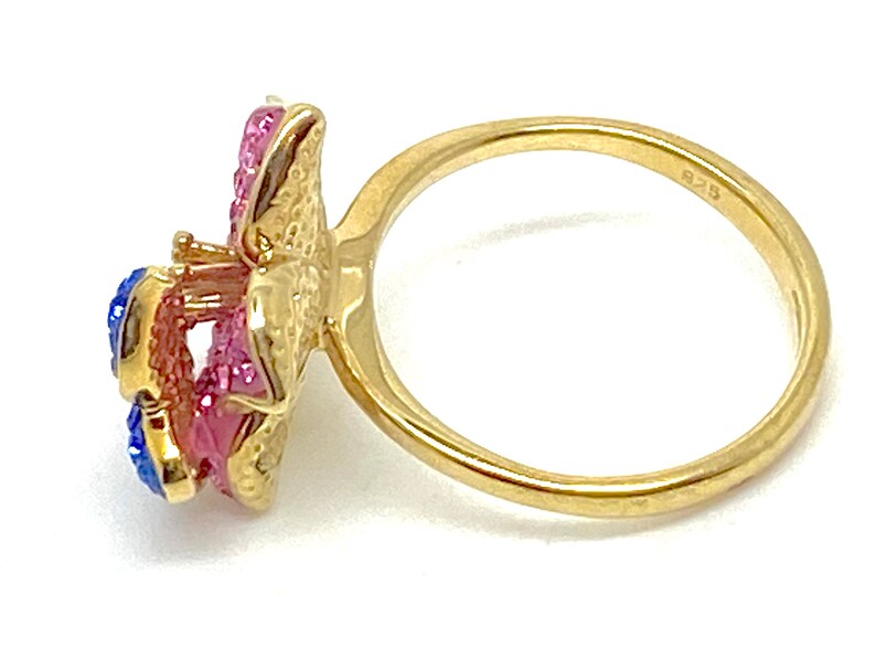 QVC Butterfly Flower Gold on 925 Silver CZ Ring - Etsy