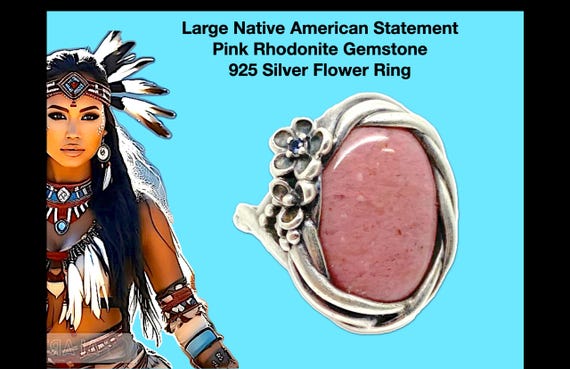 Large Native American Statement Pink Rhodonite Ge… - image 1