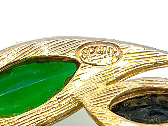 1980's SPHINX Large Green and Black Glass Brooch … - image 7