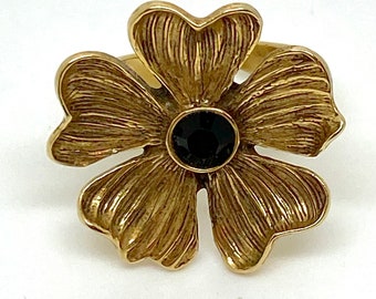 Vintage Danish Pilgrim Flower Ring Signed. Flexible Size