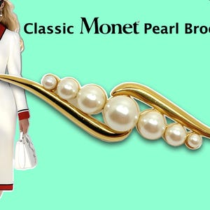 Classic Monet Pearl Brooch Pin
