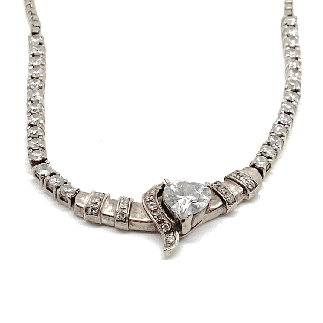 Gorgeous Large Cubic Zirconia and Sterling Silver Heart