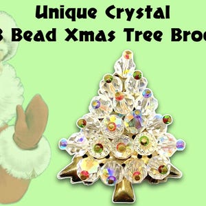 1950s Crystal Bead  Christmas Tree Brooch -  Totally Collectable
