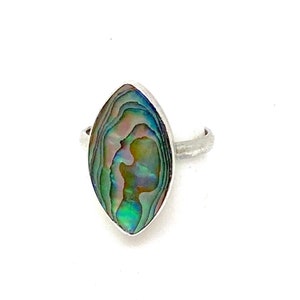 Vintage Abalone 925 Sterling Silver Ring Size L