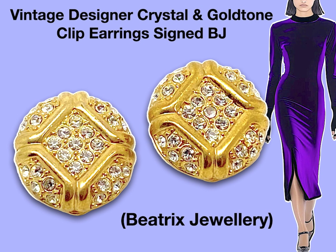 Vintage Designer BJ Beatrix Jewellery Crystal and Goldtone Clip