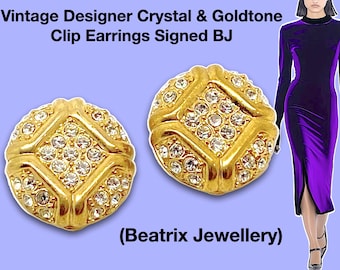 Vintage Designer BJ Beatrix Jewellery Crystal and Goldtone Clip