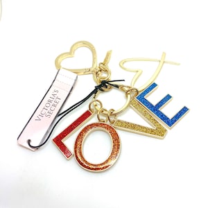Victoria&#39;s Secret LOVE Enamel Glizt Key Fob - Signed Great Present