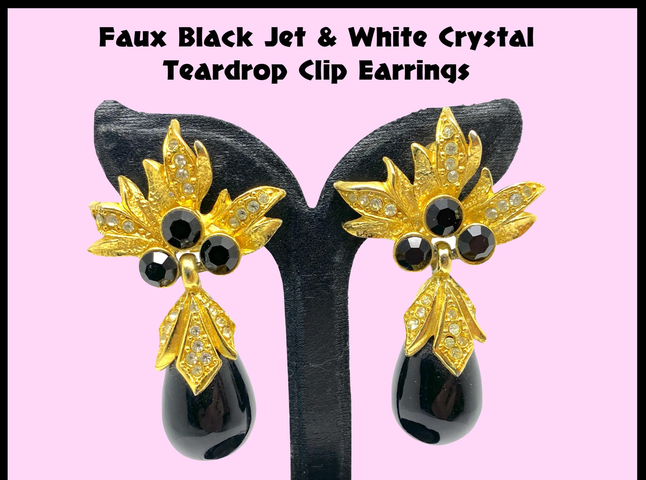 Orecchini Placcati Argento Sterling Con Cristallo Pendente Nero - Foto 3