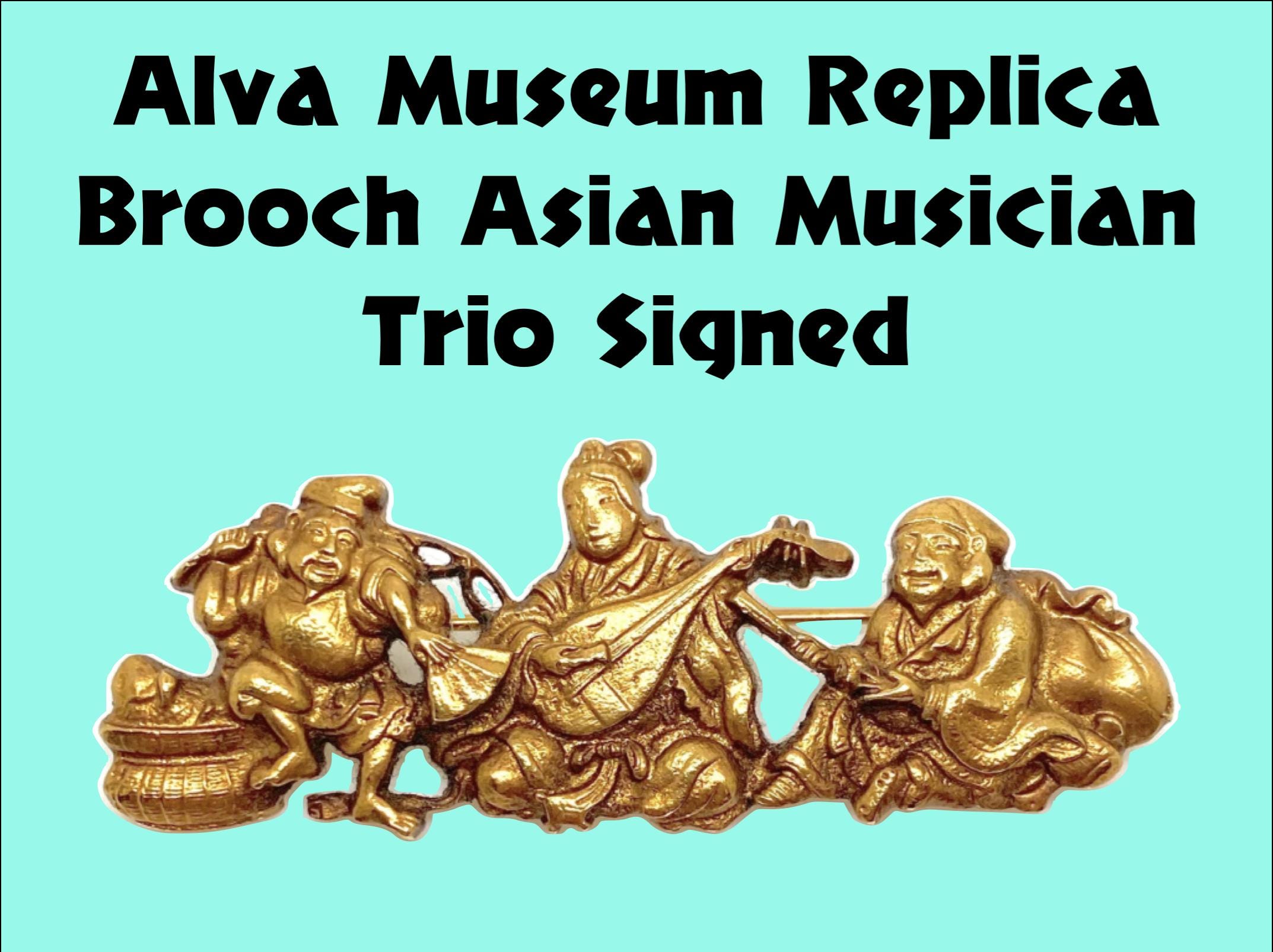 Alva Museum Replica Brooch Asian Musician Trio - Signed - Etsy