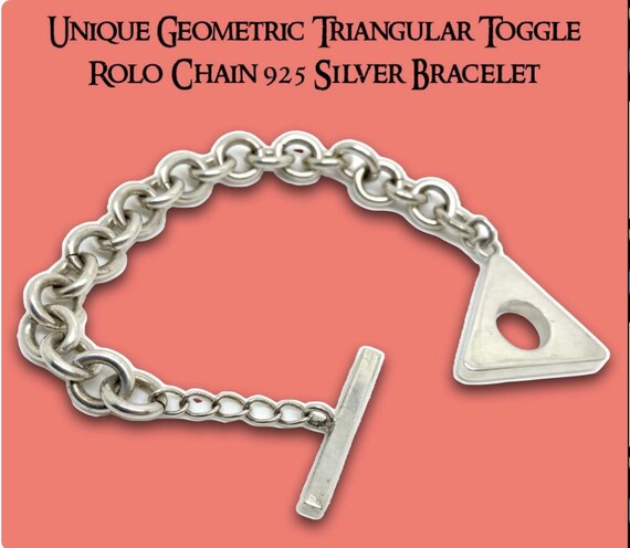 Unique Geometric Triangular Toggle Rolo Chain 925… - image 1