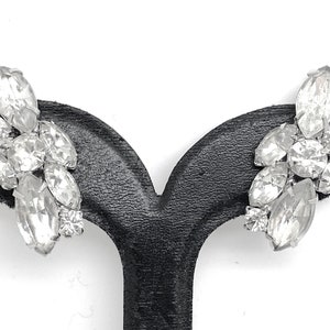 1960&#39;s American White Crystal  Clip Earrings - possibly Weiss