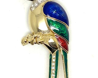 Knighthood Spilla Pappagallo Con Perle Di Cristallo - Spilla Da Bavero A Forma Di Uccello, Accessorio Elegante Per Uomo E Donna