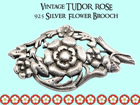 アールデコフラワーブローチ：925スターリングシルバーヴィンテージ