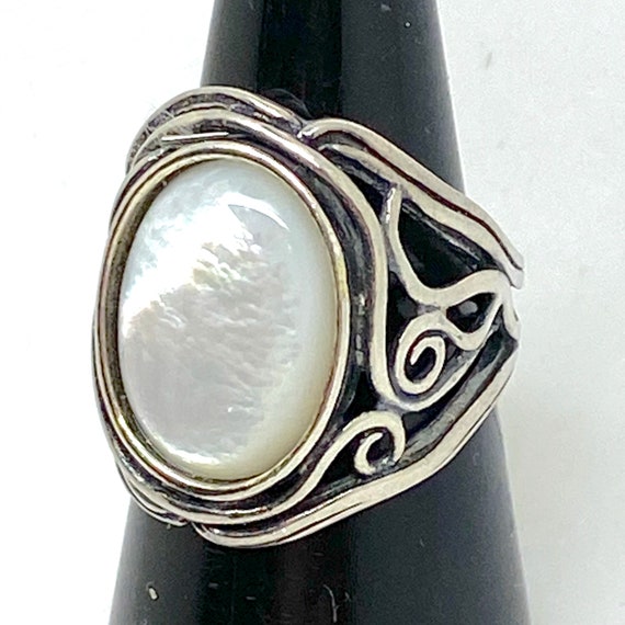 Mother of Pearl Ring: Handcrafted Israeli Art, 925 Sterling Silver
