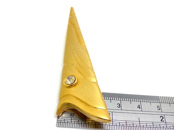Unique Modernist Brushed Gold Triangular Brooch M… - image 10