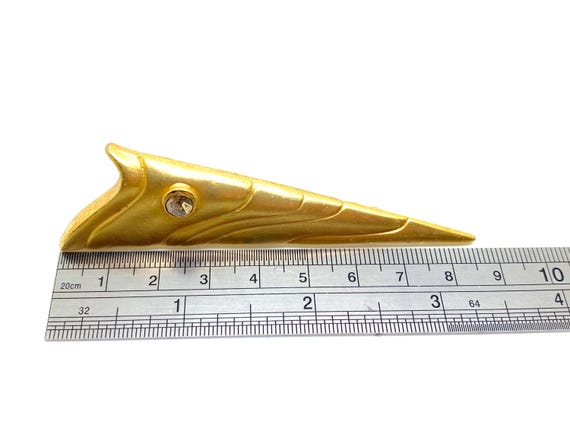 Unique Modernist Brushed Gold Triangular Brooch M… - image 9