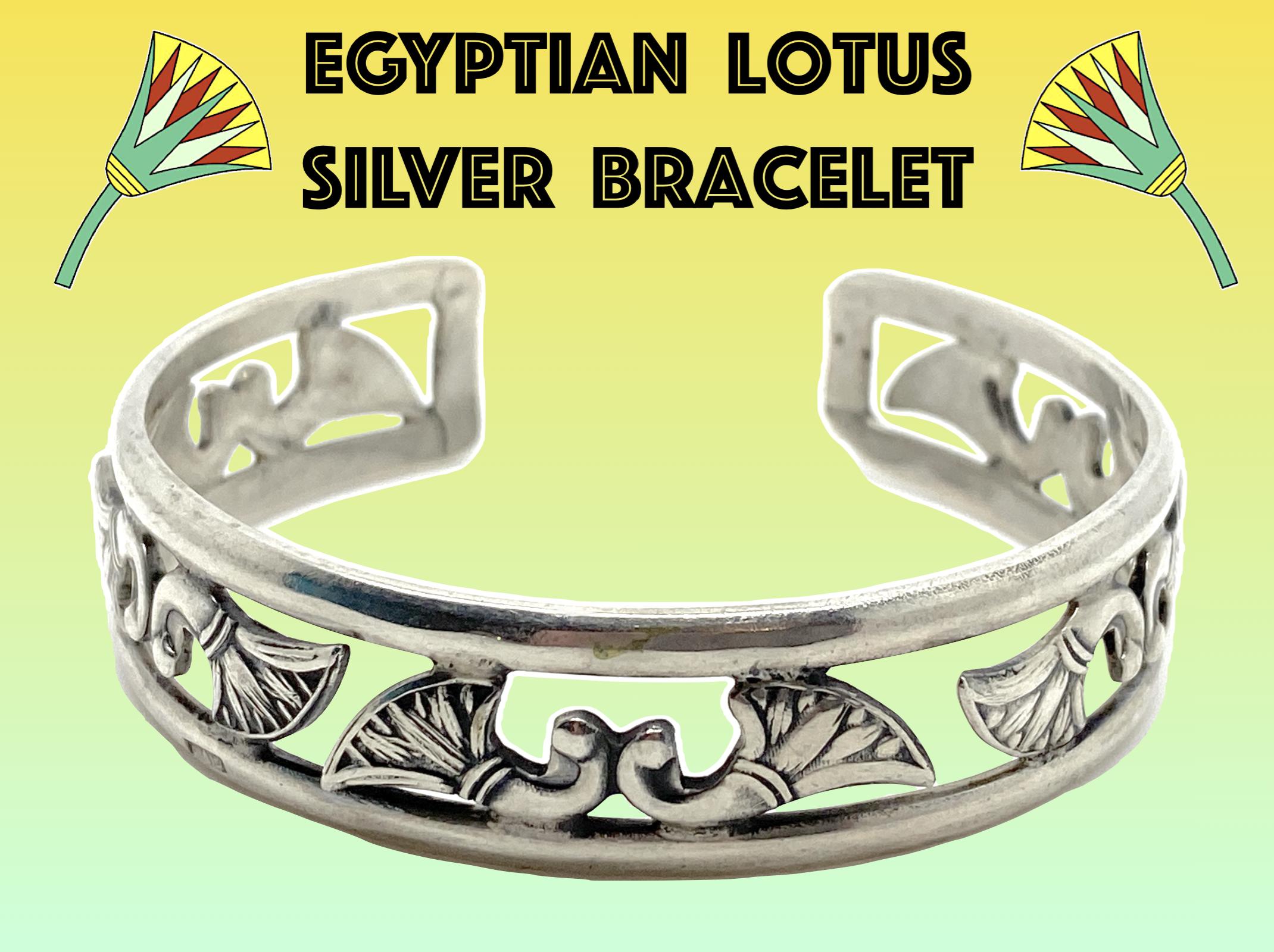 エジプト風蓮の花 925 シルバーブレスレット - Etsy 日本