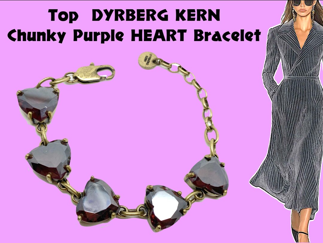 Picture of DYRBERG KERN High End Danish Chunky Purple HEART Bracele T- Signed - Etsy