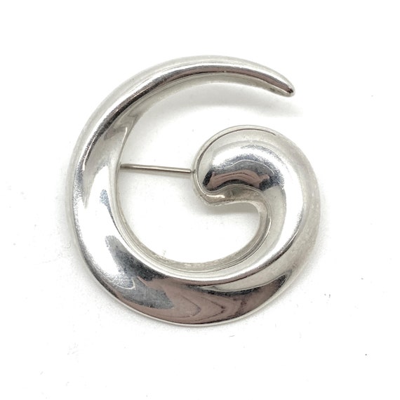 Magnifique broche Moderniste De Spirales Entrelacées Métal