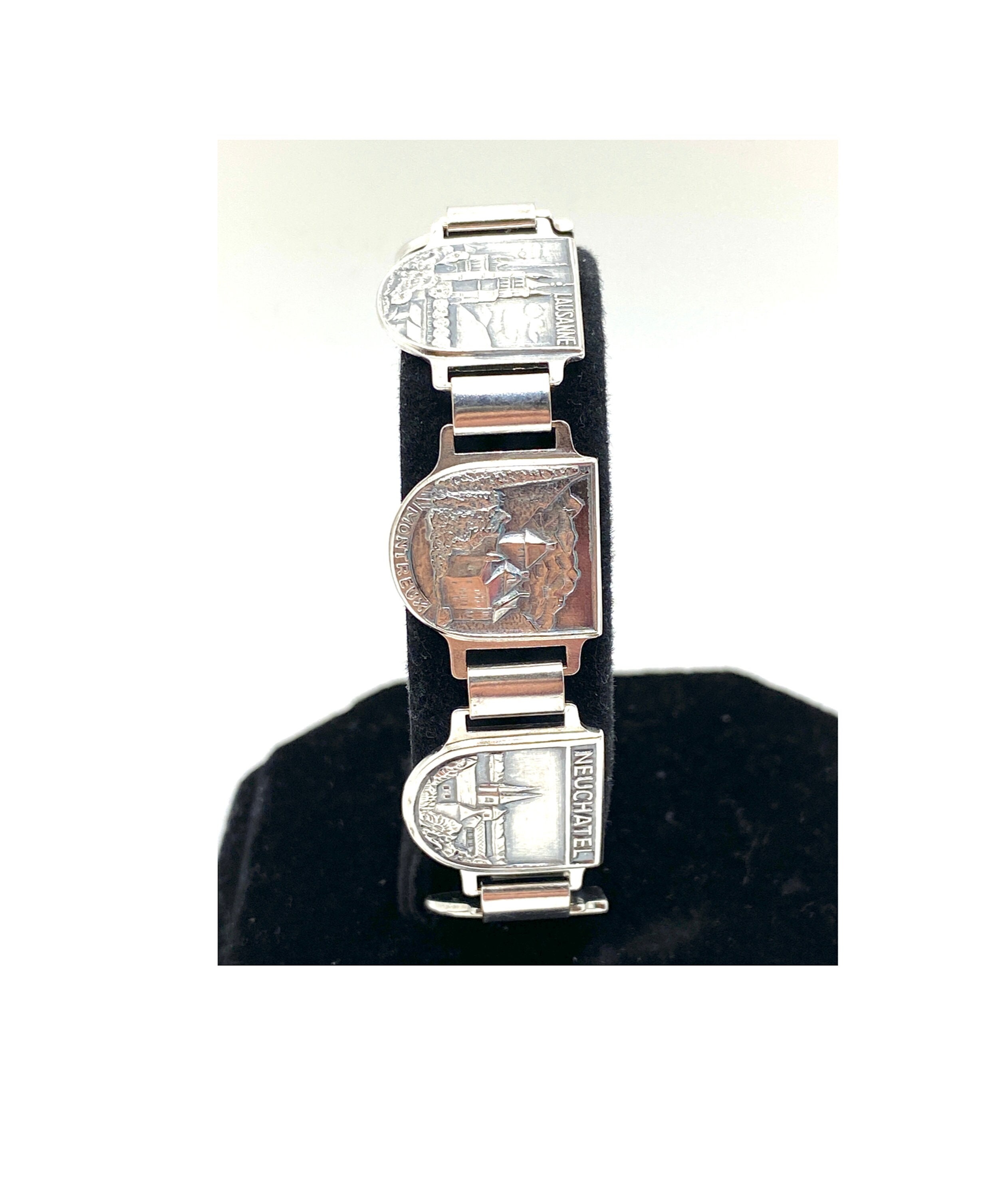 Solid Silver Swiss Tourist Bracelet: Geneva, Lausanne, Locarno - Etsy