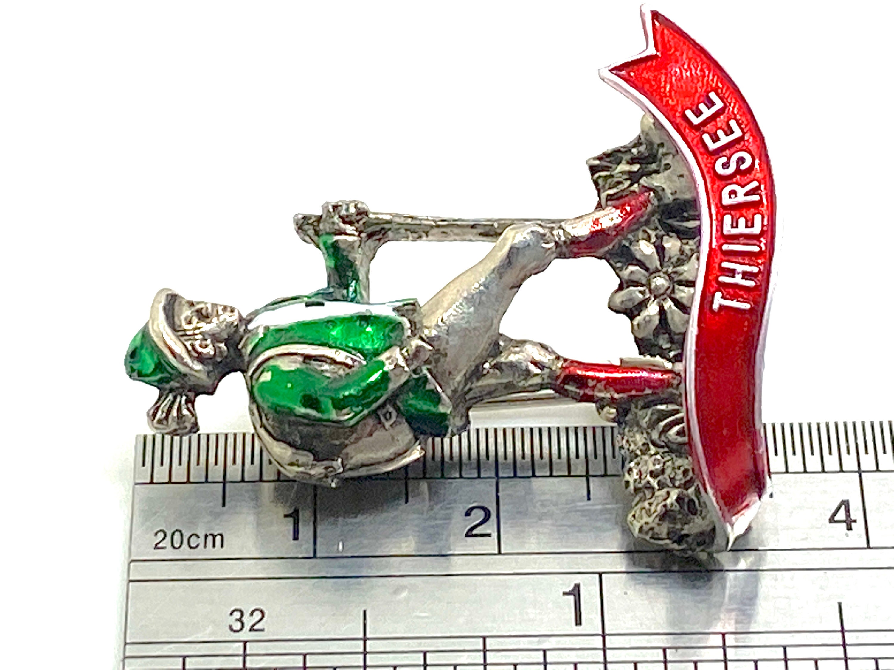 Broche chardon vintage en émail, ton argent, violet vert - France