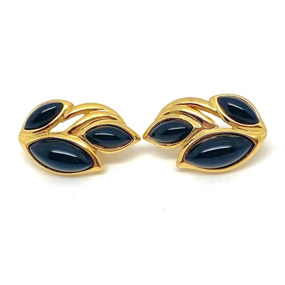 Vintage Trifari Black Enamel and Goldtone Clip Ea… - image 2