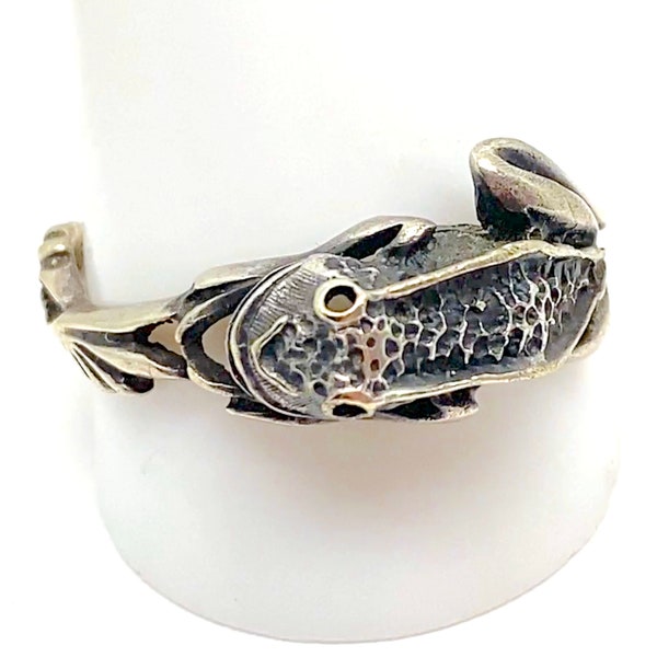 Unique Antique 1890s Art Nouveau  Sterling Silver Frog  Ring