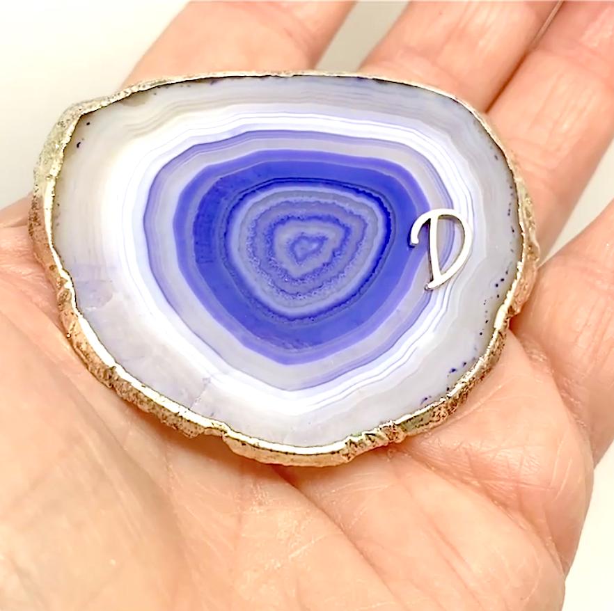 Broche Vintage Avec Tranche D'agate - Occasion - Bijou Ancien Français
