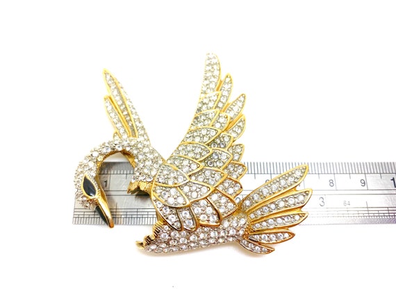 Large Vintage Crystal Rhinestone Swan made with S… - image 7