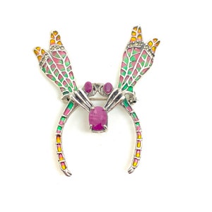 【保存状態良好】Butler&Wilson 【Dragonfly】 Vintage Butler & Wilson Plique a Jour Enamel and Rhinestone