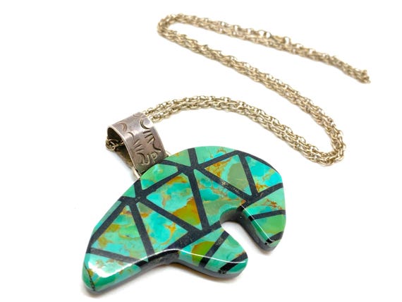 Large Native American Turquoise & Sterling Silver… - image 2