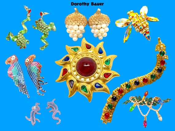Vintage Dorothy Bauer Red White Blue Rhinestone Clip On  Dorothy Bauer vintage wreath crystals clip on Earrings main image 1