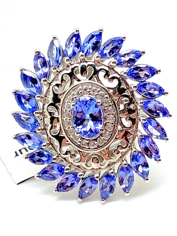 Spectacular Large Natural Tanzanite and White Zirc