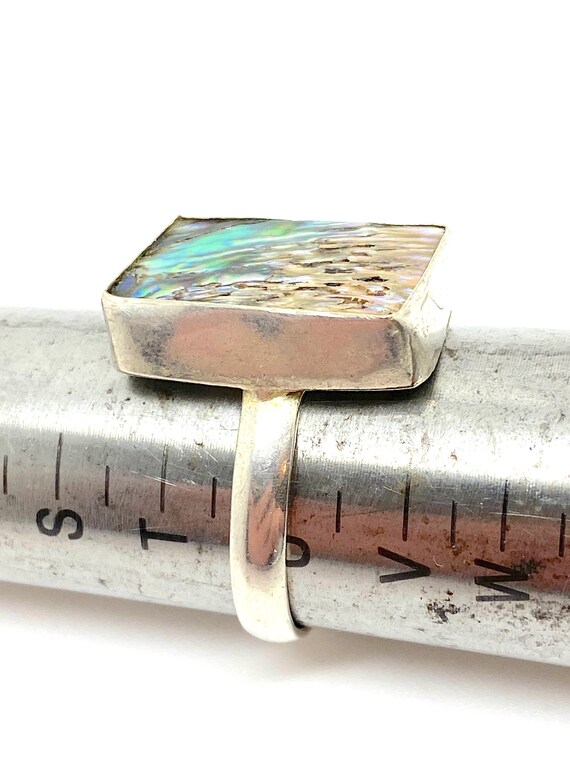 Large Rectangular Abalone 925 Sterling Silver Rin… - image 10