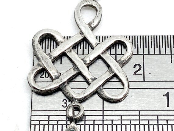 Unusual Celtic Loop Green Agate Drop Dangle Silve… - image 10