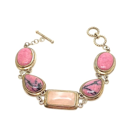 Rare Pink Rhodochrosite Vintage Native American Navajo Sterling Silver Bracelet Rare Pink Rhodochrosite Vintage Native American Navajo Sterling Silver Bracelet